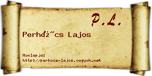 Perhócs Lajos névjegykártya